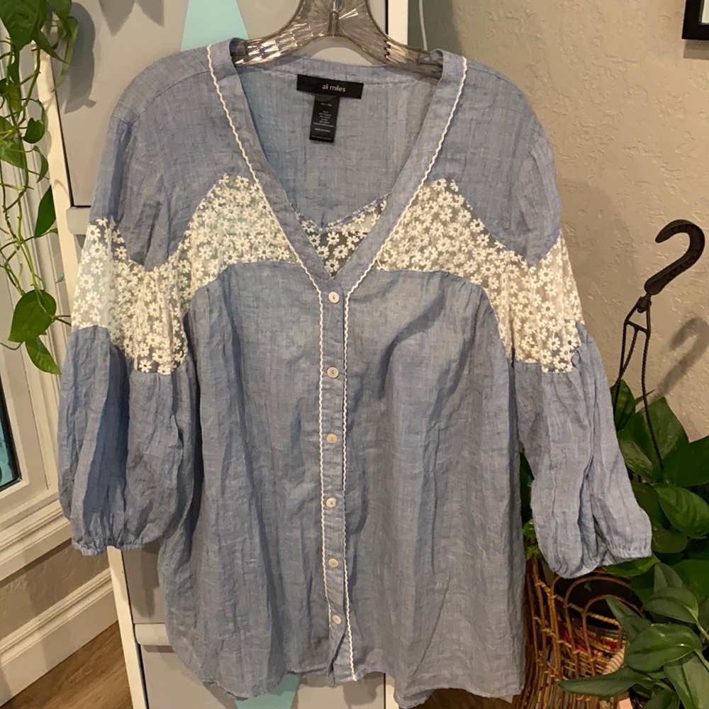 Xlarge boho 3/4 sleeve button up